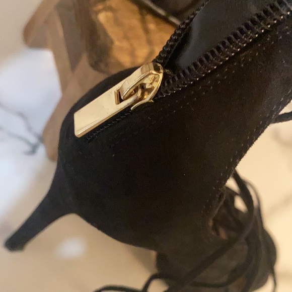 Call it Spring black suede tie up heels - Picture 4 of 4